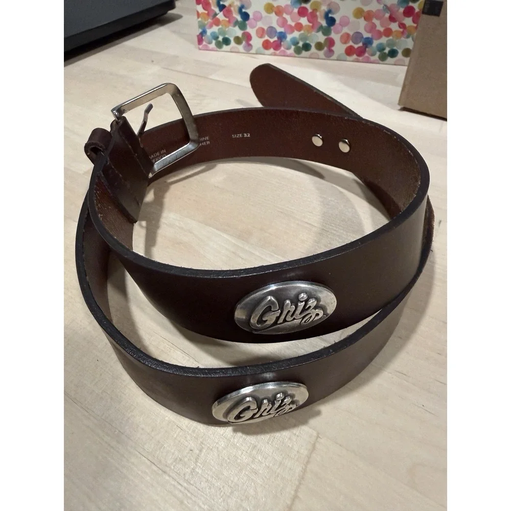 Zep Pro Concho Montana Griz Belt Mens 32 Brown Leather Brass Made In USA